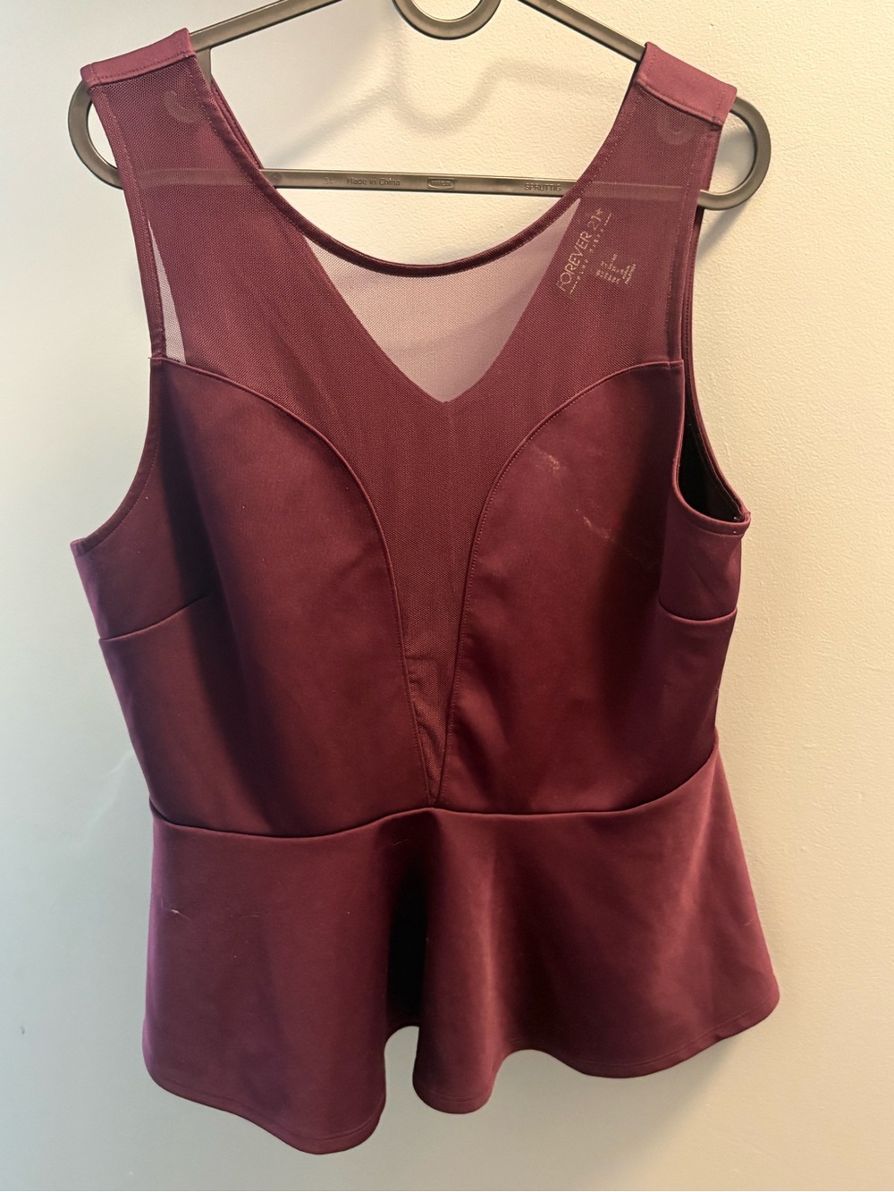 Forever 21 Plus Sleeveless Peplum Top in Plum